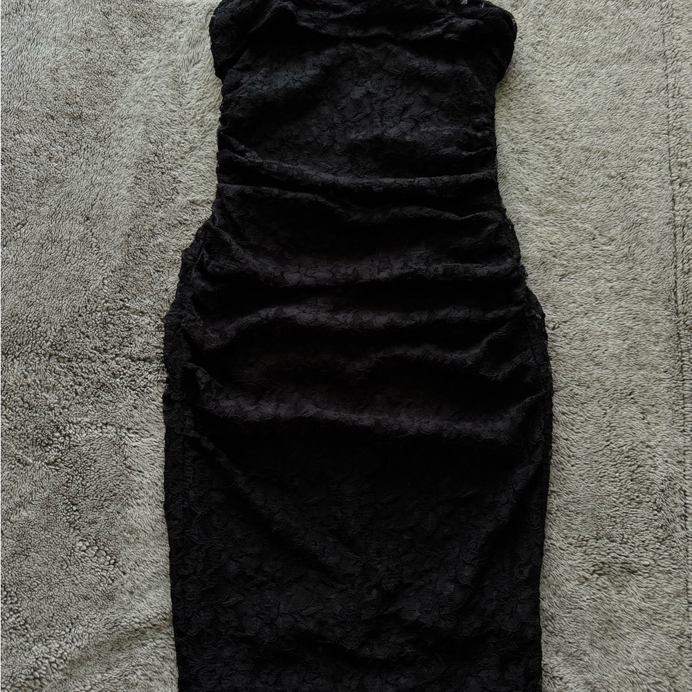 Moda International Black Strapless rushed lace Dress